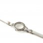 Silver CZ Floating Charm Locket 30mm Stainless Steel Wrap Strap Leather Bracelet