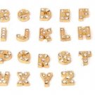 You Choose A-Z Initial Letter Alphabet Gold Tone Floating Charms With CZ Crystal