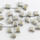 Skinny Gold Letter Initials Alphabet Name ID 9mm Italian Charm Stainless Steel