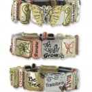 Butterfly Tri-Tone Stretch Tile Bracelet With Inspirational Message To Be Free