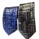 Blue Dad Necktie Grandpa Black Tie Father's Day Grandfather Standard Length #1