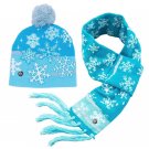 Lotsa Lites LED Flashing Christmas Hat And Matching Scarf Blue Snowflake