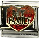 9mm Italian Charm I Love My Family Glitter Heart Stainless Steel Modular Link