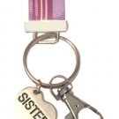 Wristlet Strap Key Chain Sister Heart Polka Dot Or Striped Dog Lobster Clasp