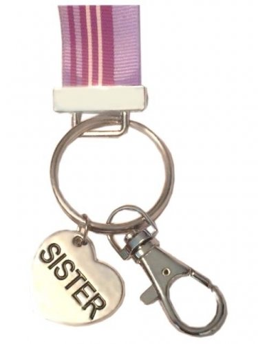 Wristlet Strap Key Chain Sister Heart Polka Dot Or Striped Dog Lobster Clasp