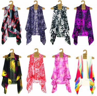 Lavello Designer Chiffon Vest Shawl Multi Way's To Wear 8 Styles Floral Prints