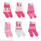 Pink Ribbon Knee High Socks Breast Cancer Awareness Assorted Styles Fits Most