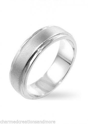 Mens 5mm Wide 2 Tone Classic Wedding Band Rhodium Bonded Ring Sizes 8 9 10 11 12