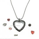 Oil Rubbed Antiqued Scroll Heart Floating Charm Memory Locket & Chain Necklace
