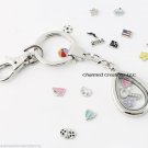 Plain Teardrop Floating Charm Memory Locket Key Chain With Lobster Dog Clasp