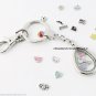 Plain Teardrop Floating Charm Memory Locket Key Chain With Lobster Dog Clasp
