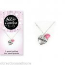 Just For Grandma 16" Silver Tone Heart Necklace With Pink Bead Grandmother
