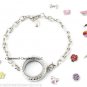 25mm Mini Round Floating Charm Memory Locket Bracelet With Crystals Reversible