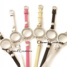 U Pick Floating Charm Locket 30mm Stainless Steel CZ Wrap Strap Leather Bracelet