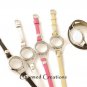 U Pick Floating Charm Locket 30mm Stainless Steel CZ Wrap Strap Leather Bracelet