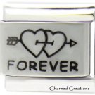 Together Forever Double Heart Arrow 9mm Italian Charm Laser Etched Modular Link