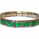Green Iridescent 9mm Italian Charm Stainless Steel Starter Bracelet 18 Links