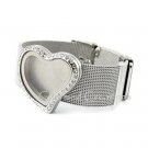 Stainless Steel Curvy Heart Floating Charm Locket Bracelet Adjustable Mesh Band