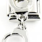 Police Handcuff Jail 9mm Italian Charm Stainless Steel Modular Dangle Link