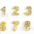 10pc Lot 0-9 Numbers Gold Tone Floating Charms For Glass Memory Locket Necklace