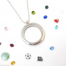 Plain Round 30mm Silver Tone Floating Charm Memory Locket Necklace With Chain