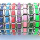 9mm Italian Charm Starter Bracelet Glitter Band Stainless Modular Links Shimmer