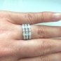 Triple Band 18kge White Gold Wedding Engagement Ring Oval & Round Cut CZ's