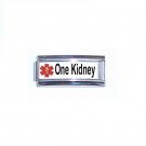 One Kidney Medical Alert 9mm Italian Charm Superlink For ID Bracelet
