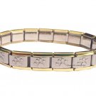 Dog Paw Print 9mm Italian Charm Gold Trim Matte Stainless Steel Starter Bracelet