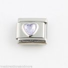 June Light Purple Heart Inlay Birthstone Birthday 9mm Italian Charm Modular Link