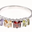 Size 7.5 Fashion Ring Multi Color Princess Cut Stones