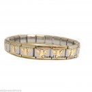 Angel Gold Trim 9mm Italian Charm Shiny Stainless Steel Starter Bracelet