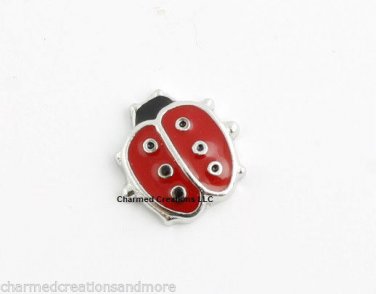 Red Ladybug Insect Beetle Floating Charm Silver For Glass Memory Lockets