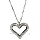 Stainless Steel Crystal CZ Heart Love Floating Charm Locket & Chain Necklace
