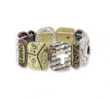 Faith is Forever Stretch Tile Bracelet With Genuine Crystals Religious Church