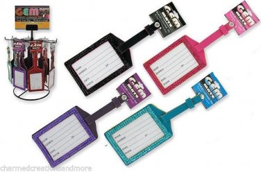 Gem Mate Assorted Colors Jeweled Travel ID Luggage Suitcase Bag Tags Black Pink