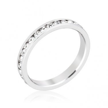 April Birthstone Eternity Ring Stackable 3mm Band Made With Swarovski Stones