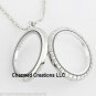 30mm Round CZ Silver Tone Floating Charm Locket Necklace Stainless Steel Chain