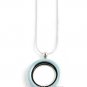 Blue Enamel 30mm Floating Charm Memory Locket Necklace With Chain