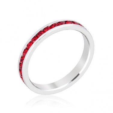 July Birthstone Eternity Ring Stackable 3mm Band Made With Swarovski Stones