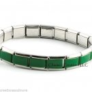 Green Center 9mm Italian Charm Shiny Stainless Steel 18 Link Starter Bracelet