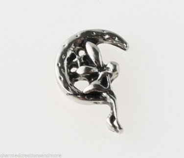 Fairy Sitting On Crescent Moon Fantasy Floating Charm For Memory Lockets