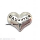 Daughter Silver Tone Heart Love Floating Charm For Glass Memory Locket Necklace
