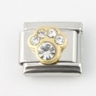 April  Clear Dog Paw Animal Print Birthstone Birthday 9mm Italian Charm Link