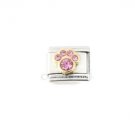 October Pink Dog Paw Animal Print Birthstone Birthday 9mm Italian Charm Link