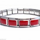 Red Enamel 9mm Italian Charm 18 Link Shiny Stainless Steel Starter Bracelet