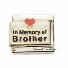 In Memory Of My Brother Red Heart With Scrolls 9mm Italian Charm Modular Link