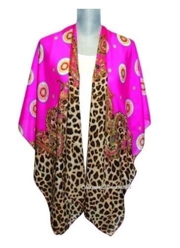 Silouette By Lavello Wild Passage Sheer Kimono Open Vest Top Blouse