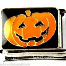 Jack-O-Lantern Pumpkin Halloween Holiday 9mm Italian Charm Stainless Steel Link