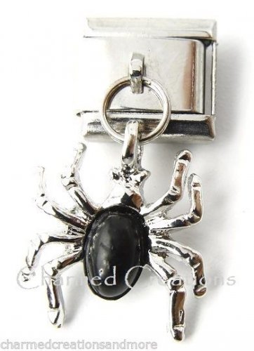 Black Widow Spider Halloween 9mm Italian Charm Stainless Steel Dangle Link